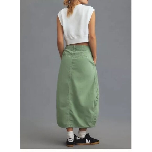 Anthropologie Pilcro Barrel‎ Midi Skirt In Kelly Green Women's Size 4 /s1 - Picture 3 of 10
